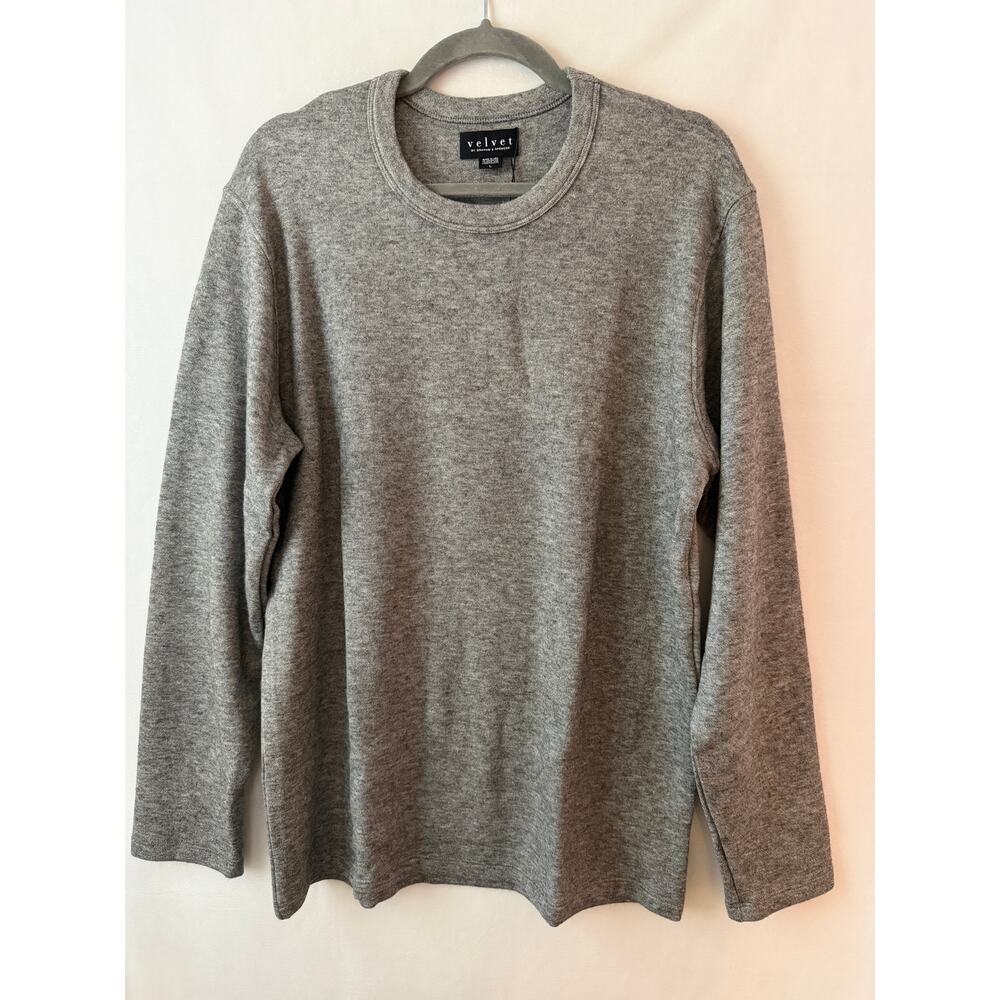 Velvet by Graham & Spencer Remington Sweater Heather Gray Pullover Soft Knit NEW